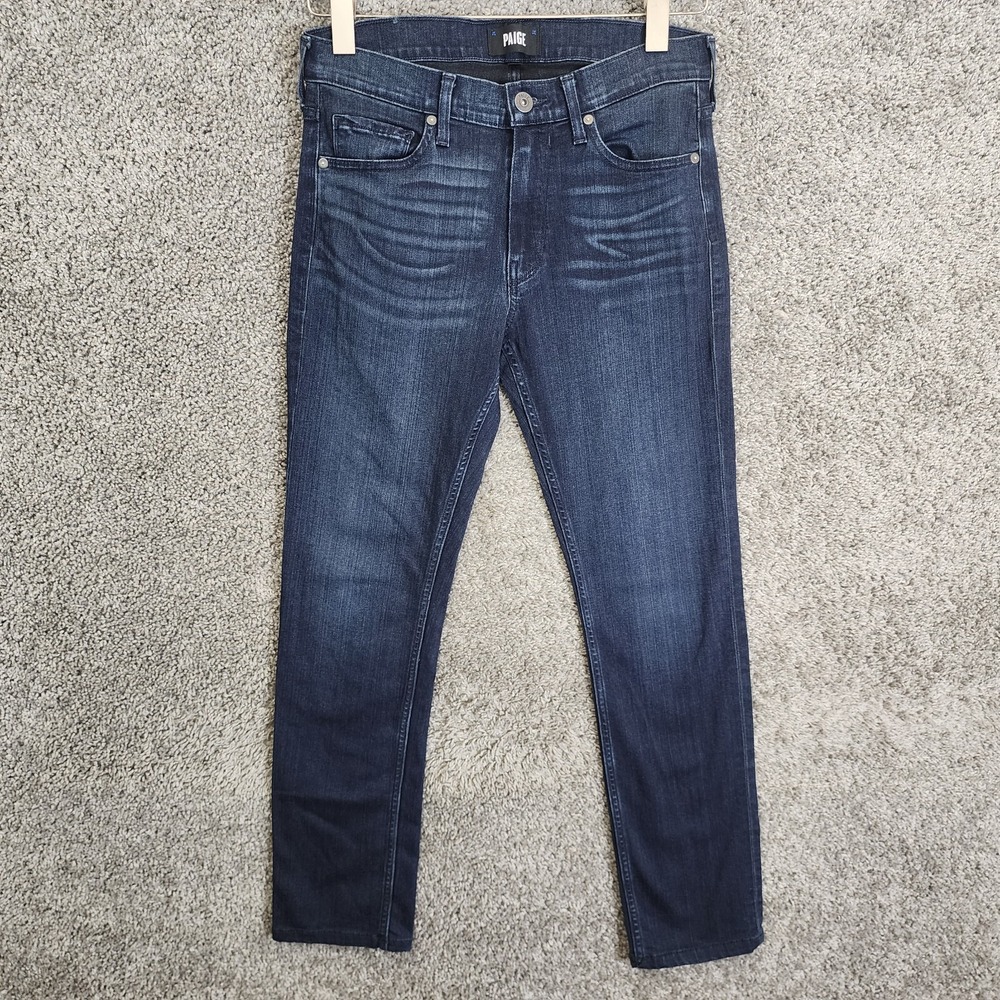 Paige Jeans Mens 31x29 Blue Denim Lennox Skinny Stretch Preppy Dark Wash Casual